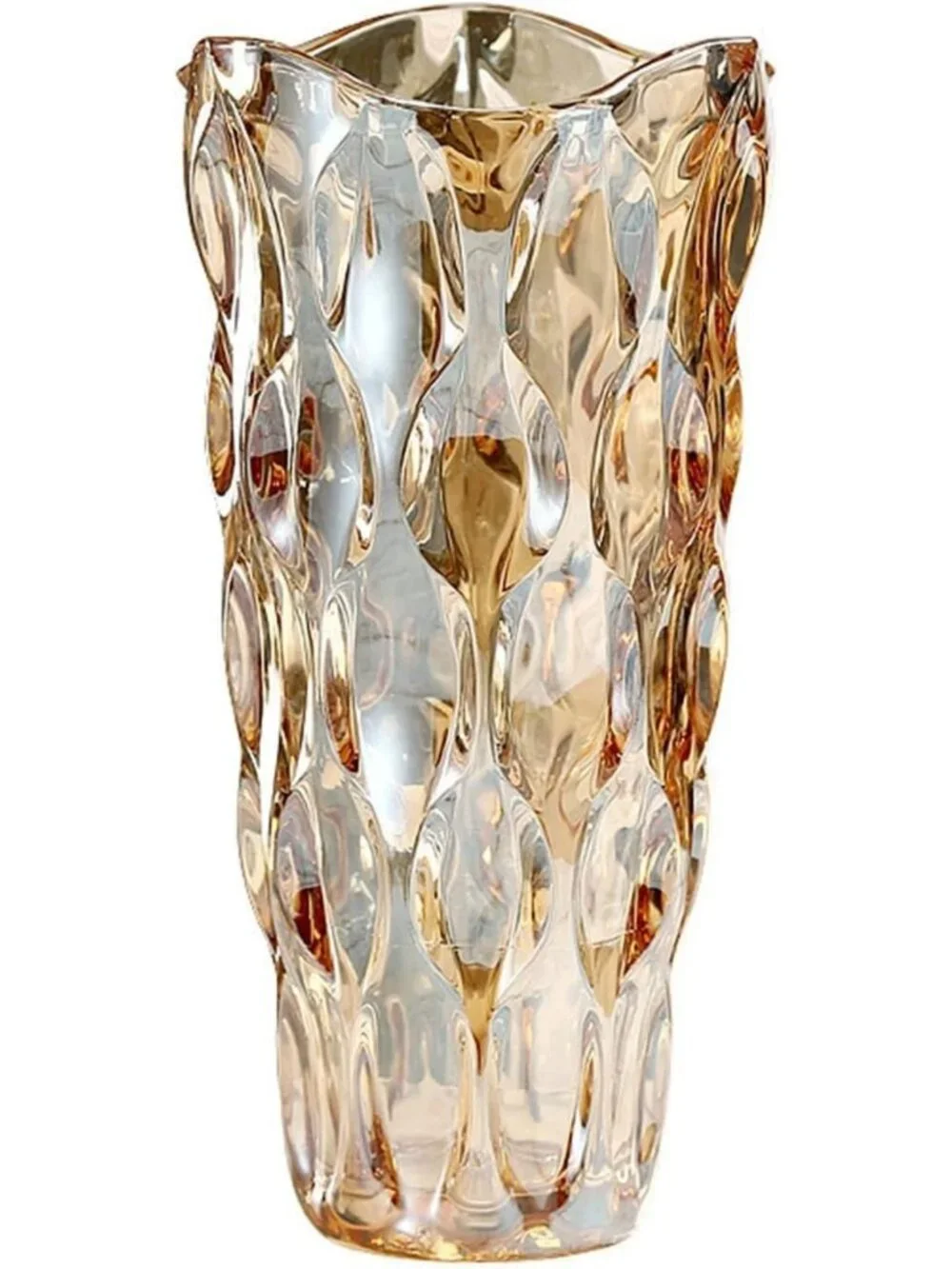Elegant Amber Glass Vase for Centerpieces - 9.4in Tall, Unbreakable, Ideal for